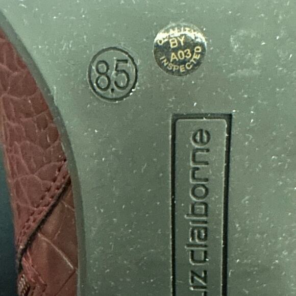 Liz Claiborne red brown croc print faux leather pointed toes 3.5” heels size 8.5 - Picture 9 of 15